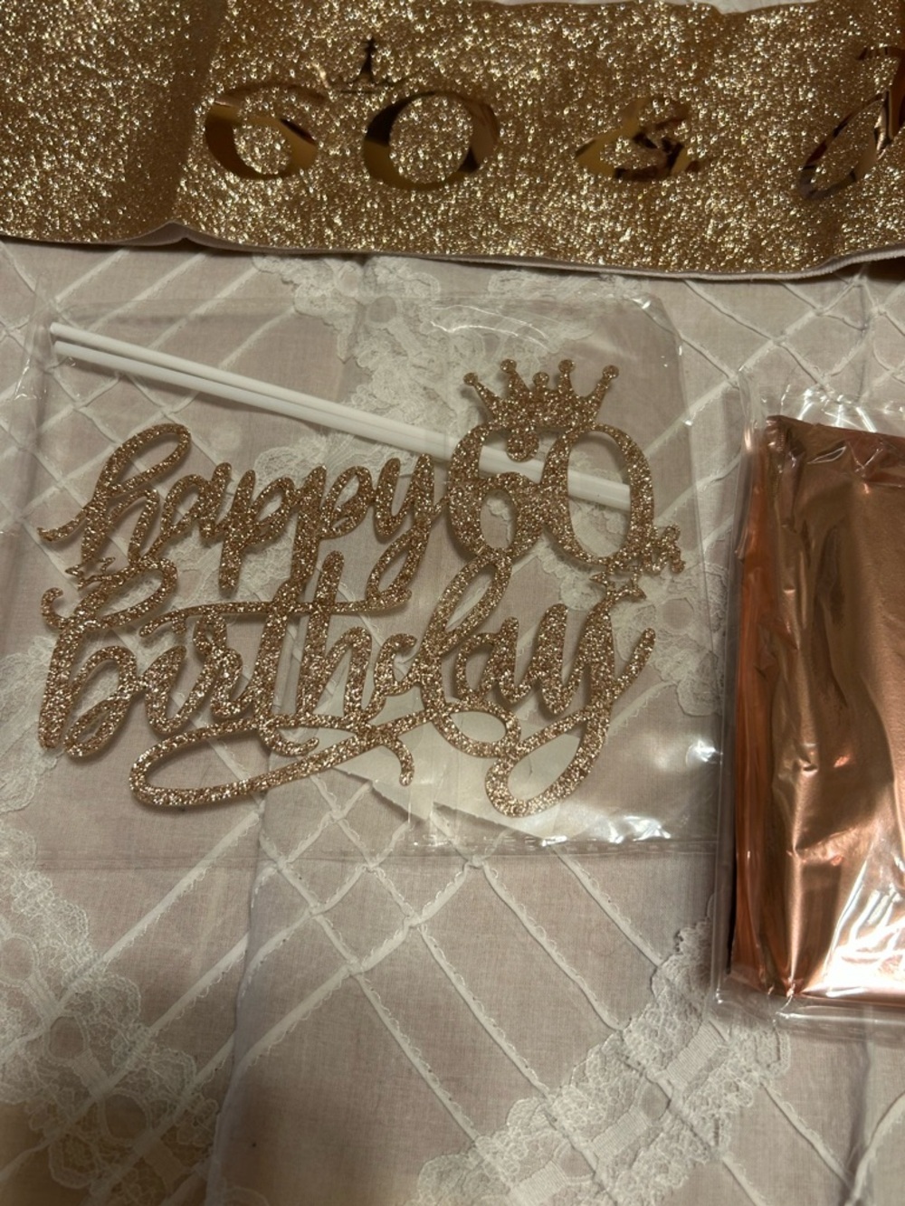 60 & Fabulous Birthday Celebration Sash Crown Candles Cake Topper & Balloon New - Picture 7 of 11